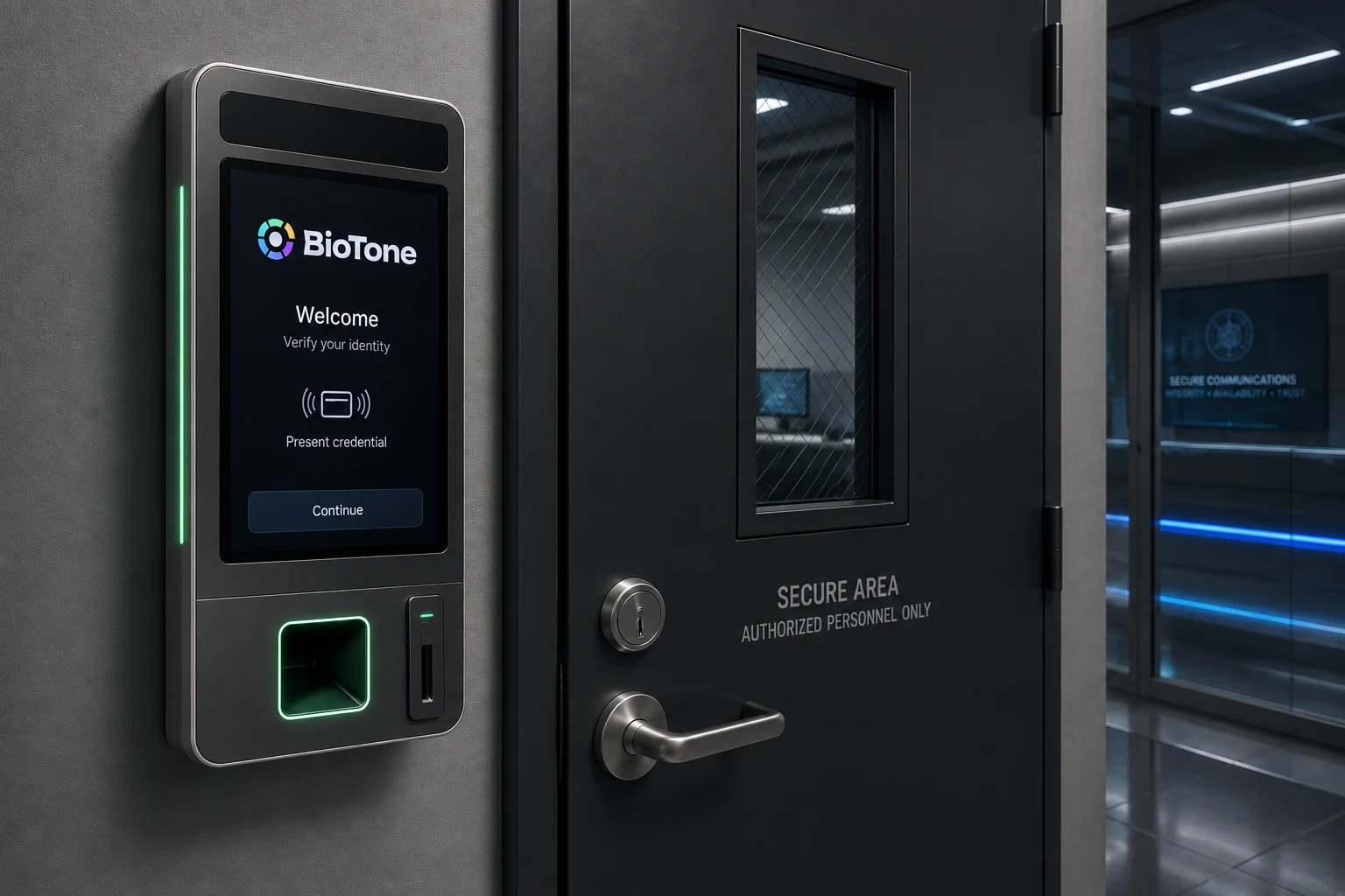 Concept rendering of a wall-mounted BioTone verification terminal